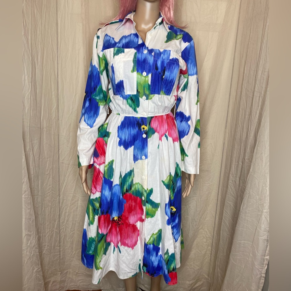 Vintage Choon California shirt dress floral long sleeve size 8